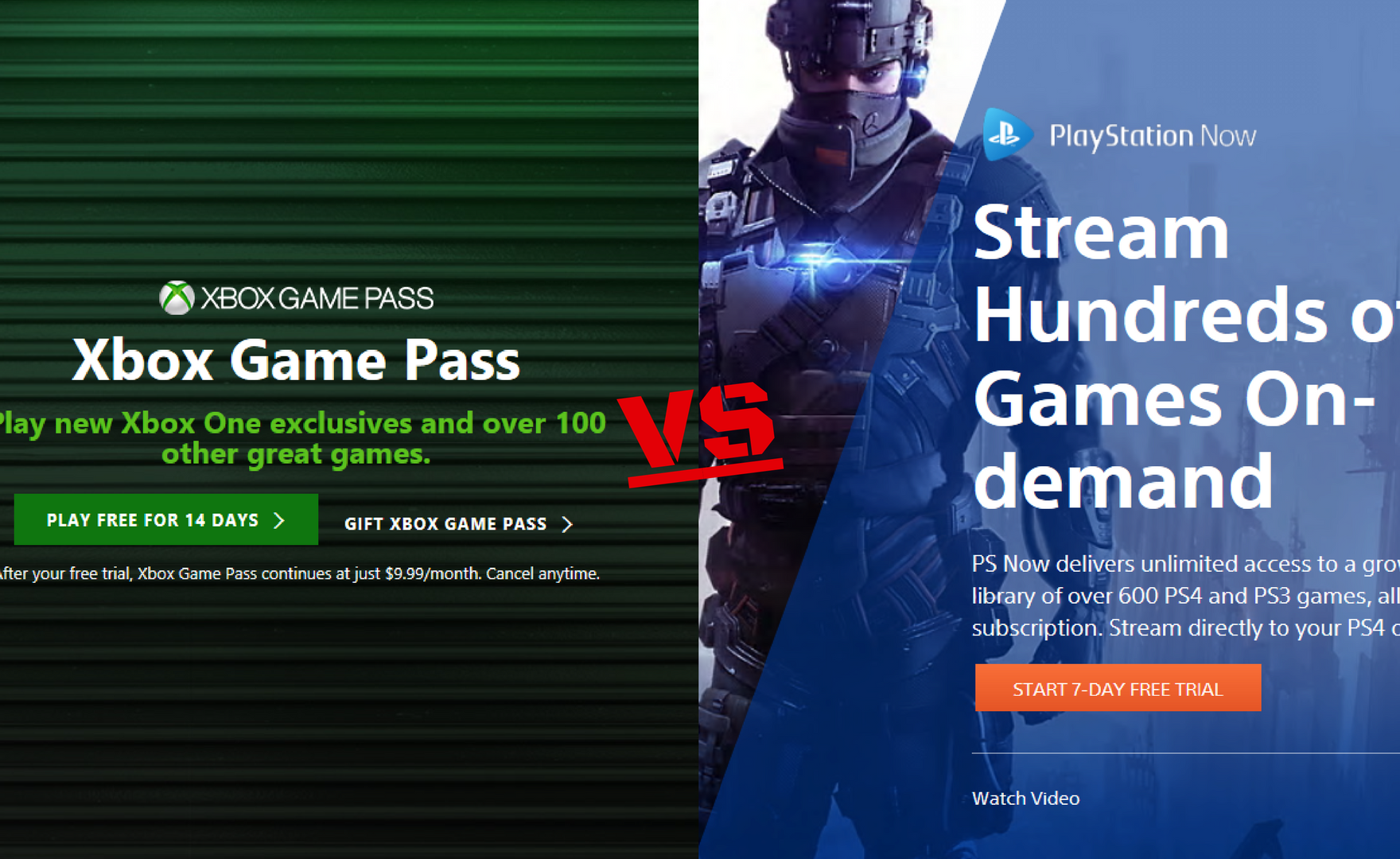 PS Now e Xbox Game Pass stanno usando lo stesso slogan?