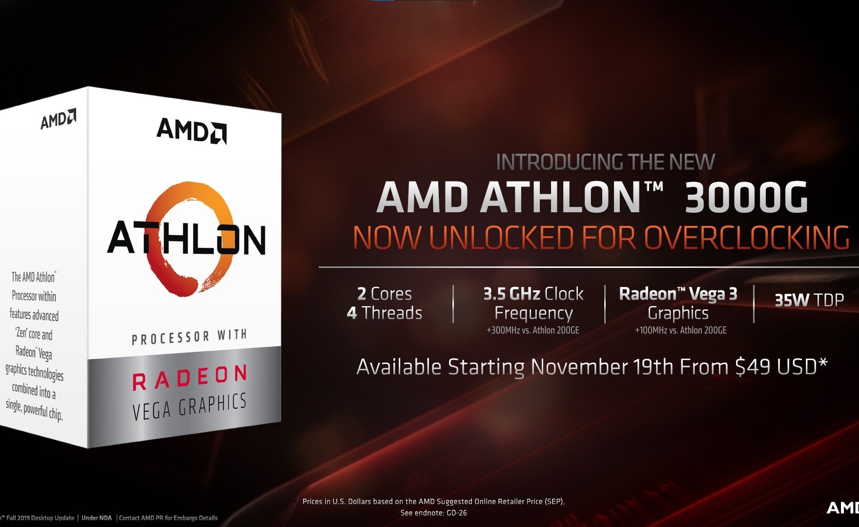 AMD, ecco l’Athlon 3000G per la fascia bassa: overcloccabile e costa poco