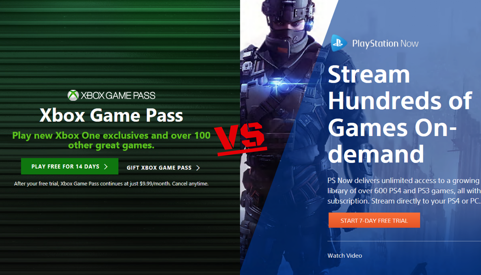 PS Now e Xbox Game Pass stanno usando lo stesso slogan?