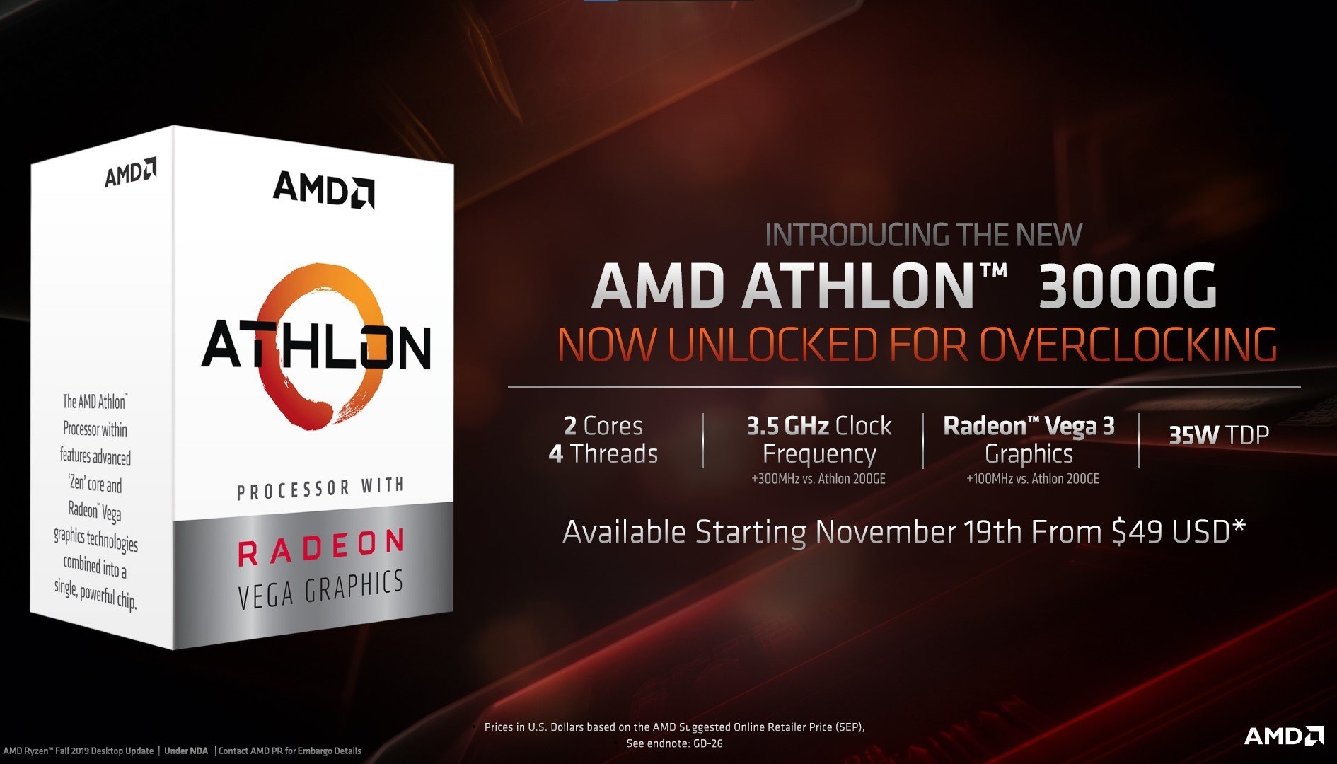 AMD, ecco l’Athlon 3000G per la fascia bassa: overcloccabile e costa poco