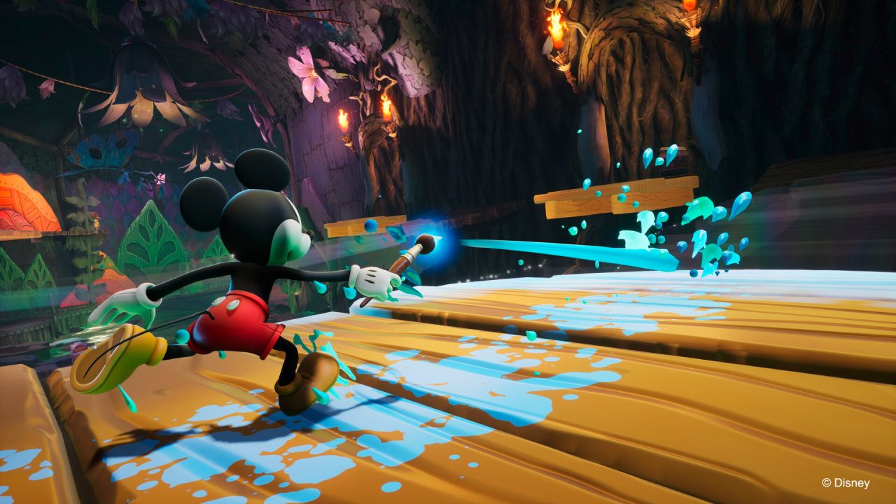 Epic Mickey Rebrushed trofei: Topolino dipinge una piattaforma con il pennello magico