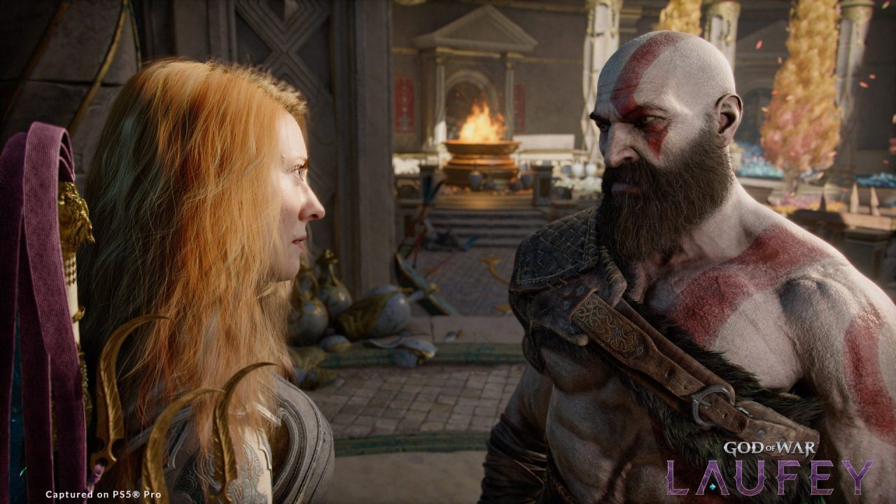 God of War Laufey: Faye e Kratos in una scena del gioco