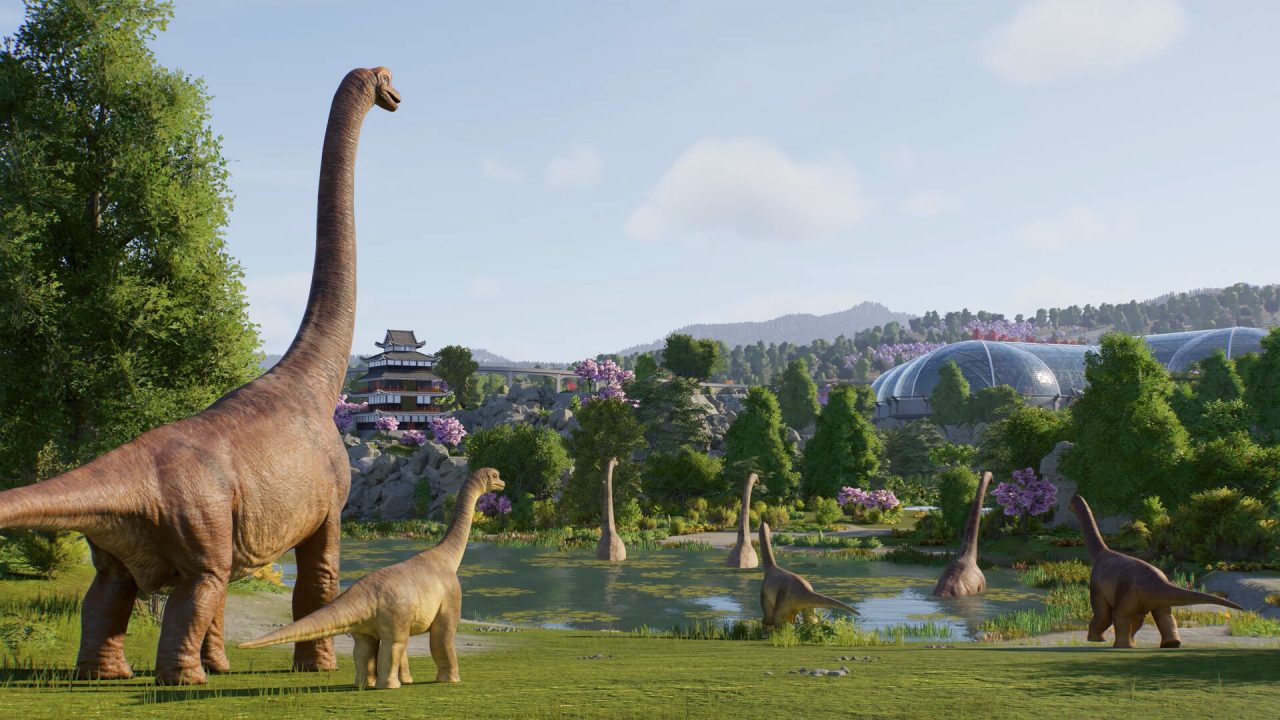 Platino di Jurassic World Evolution 3: un branco di sauropodi nel parco