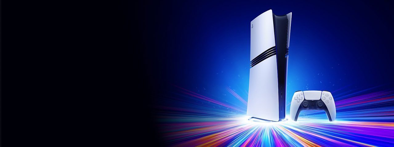 PS5 Pro in Giappone, la console in verticale accanto al controller DualSense