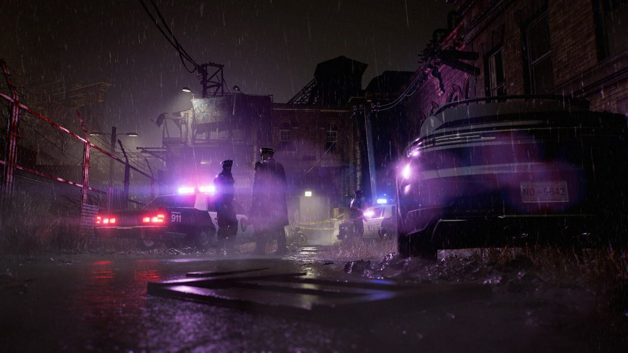 Platino di Resident Evil Requiem: una strada notturna illuminata dalle luci della polizia
