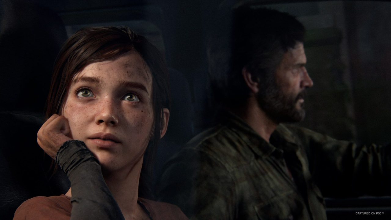 Ellie e Joel in auto in The Last of Us Parte I