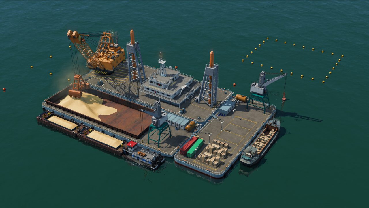 Transport Fever 3, una piattaforma industriale offshore in mare aperto