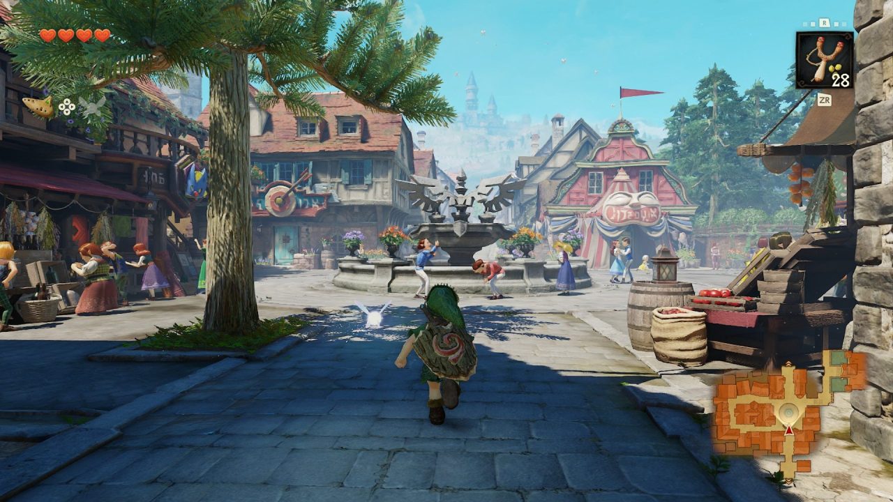 Link corre per le strade nel remake di Zelda: Ocarina of Time per Switch 2