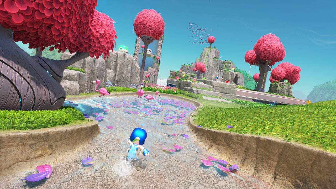 Platino di Astro Bot: un livello tra fiumi e alberi rosa