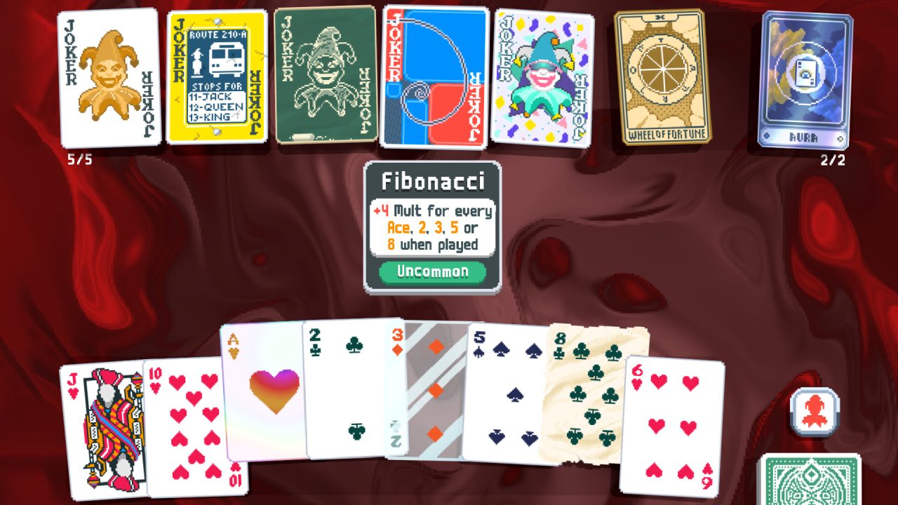 Platino di Balatro: una mano con il jolly Fibonacci