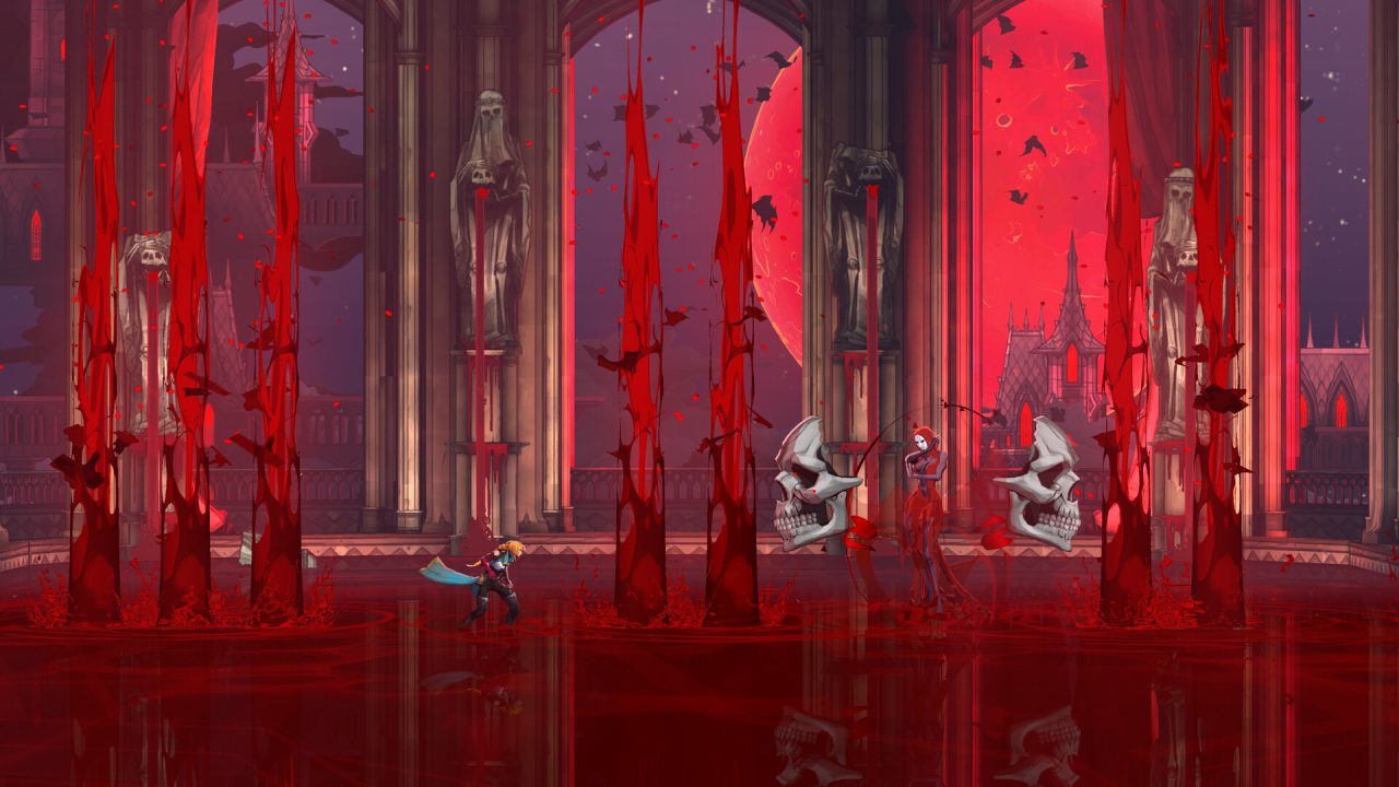 Castlevania Belmont's Curse: combattimento in un salone con colonne e vetrate