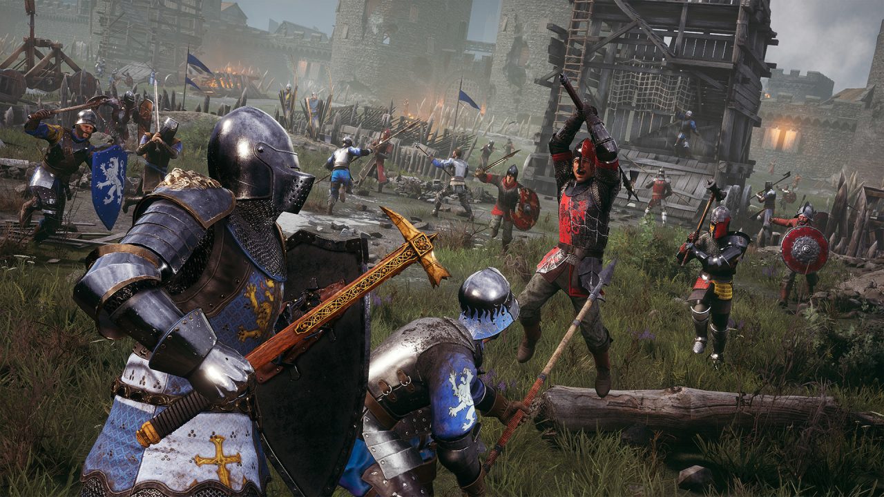 Platino di Chivalry 2: un cavaliere con scudo e martello tra soldati in battaglia