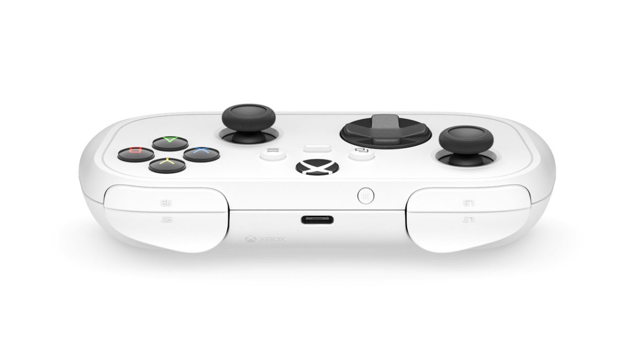 Controller Xbox Nano: bordo superiore con pulsanti dorsali e porta USB-C