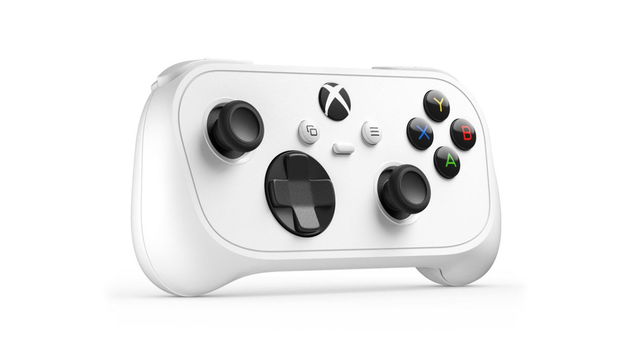 Controller Xbox Nano: vista angolata con stick e croce direzionale