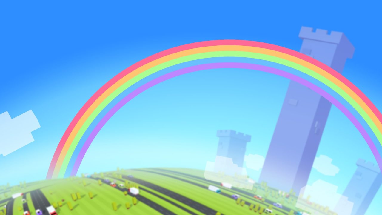 Crossy Road Castle trofei: l'arcobaleno sopra le torri