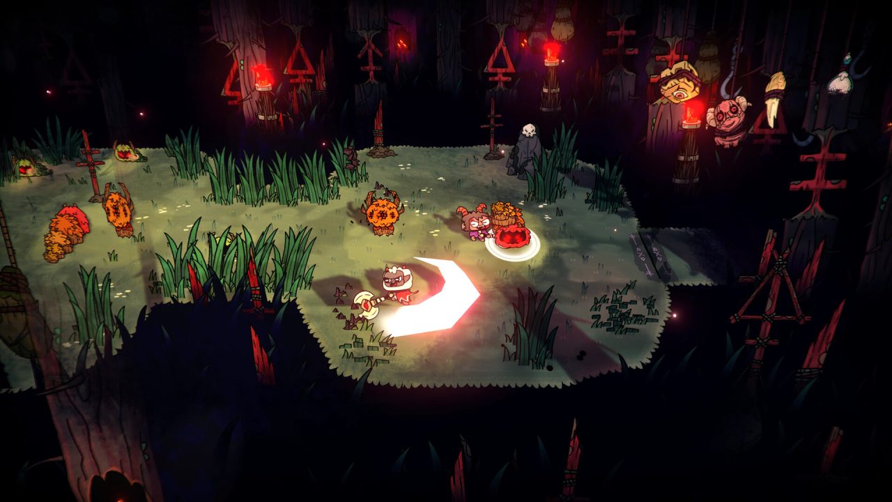Cult of the Lamb su Switch 2: un combattimento durante l'esplorazione