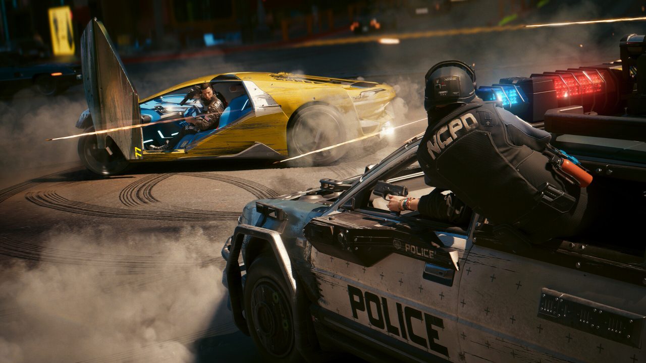 Cyberpunk 2077 trofei: un inseguimento con una volante dell'NCPD a Night City