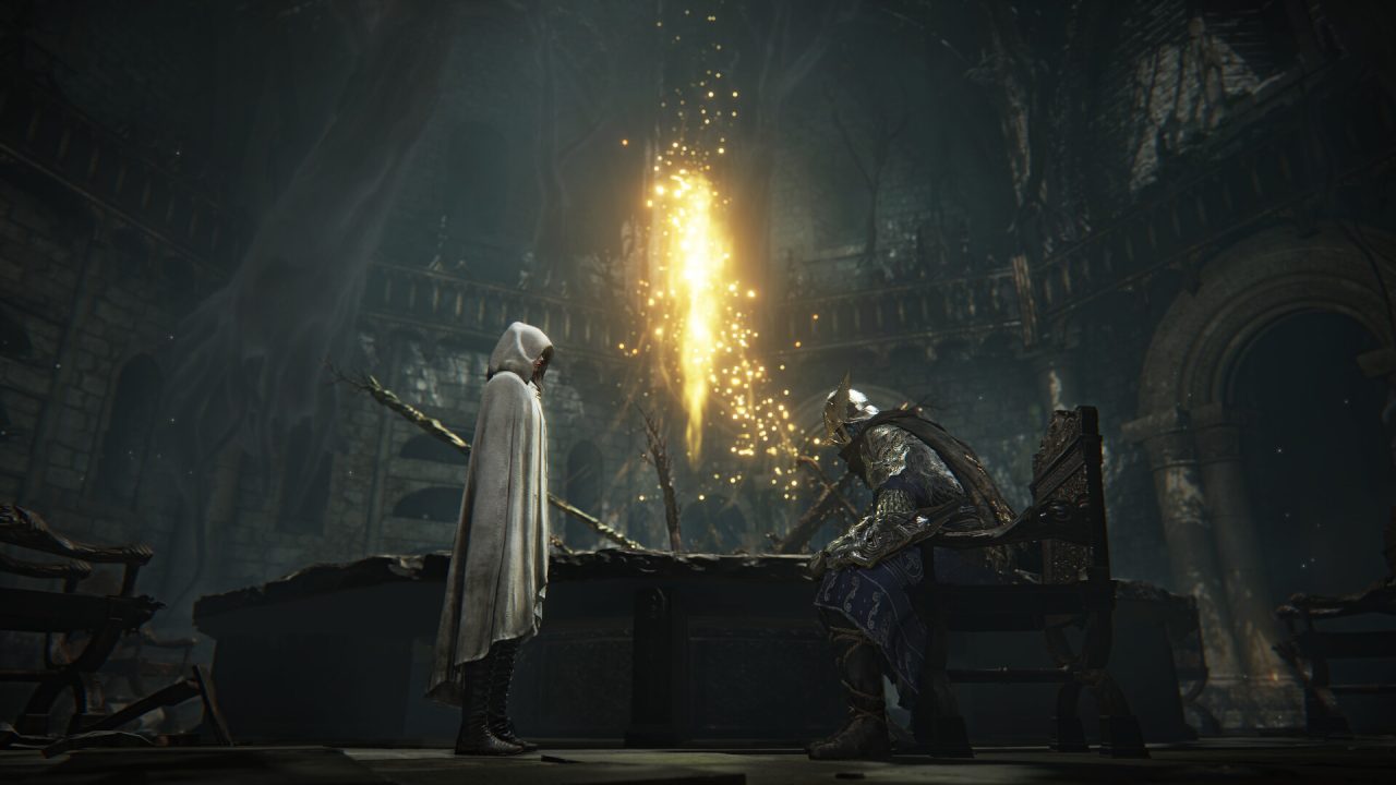 Platino di Elden Ring Nightreign: la Tavola Rotonda con un Notturno incappucciato