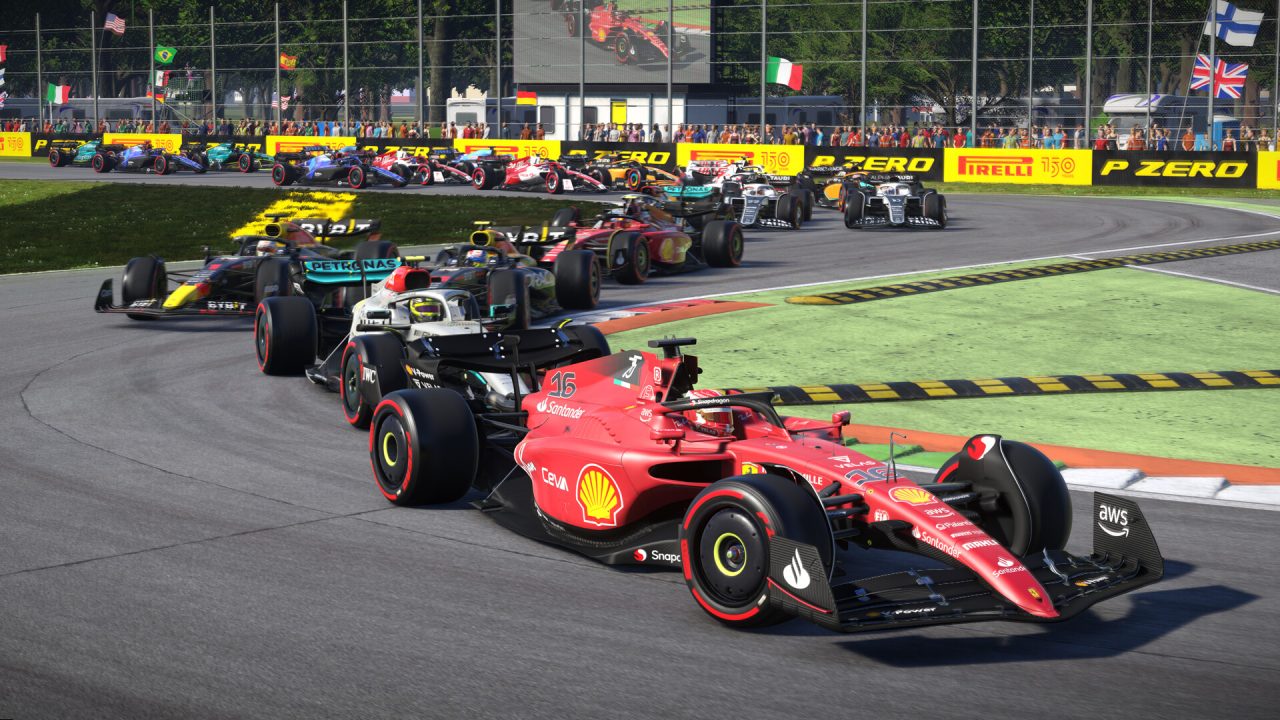 Platino di F1 22: una Ferrari in testa al gruppo nella chicane