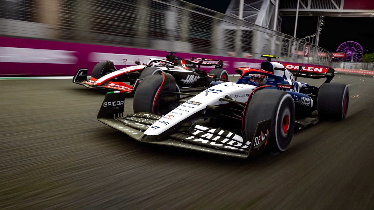 F1 Manager 2023 trofei: una monoposto in piena velocità sul rettilineo