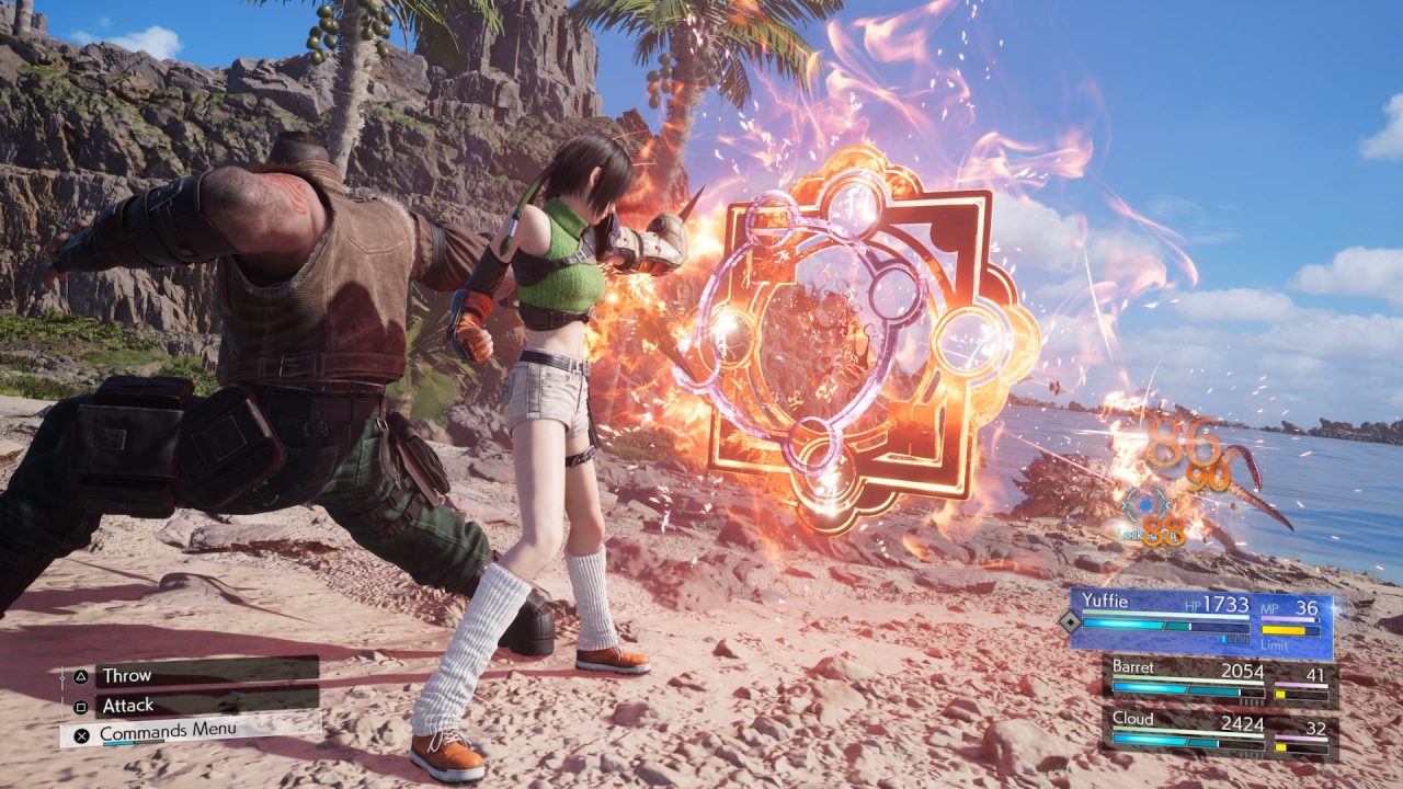 Final Fantasy VII Rebirth trofei: Barret e Yuffie combattono sulla spiaggia