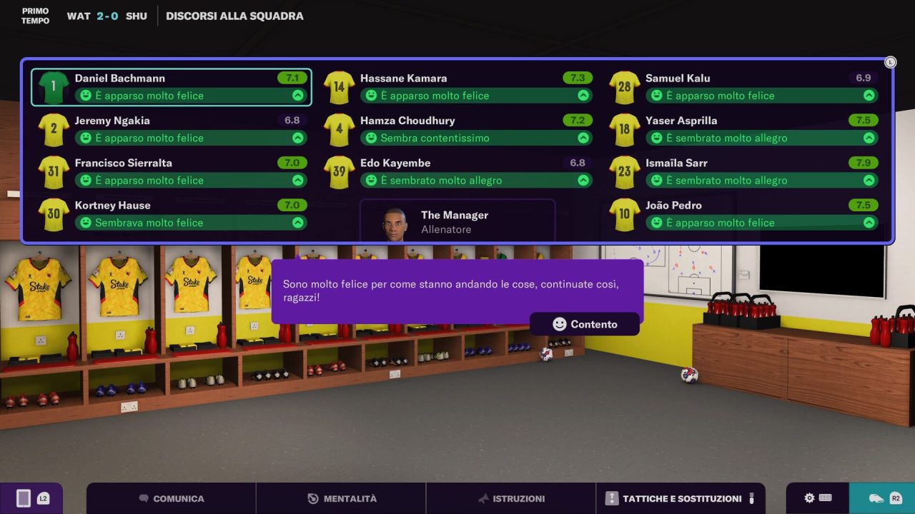 Platino di Football Manager 2023 Console: il discorso nello spogliatoio