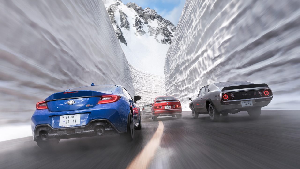 Forza Horizon 6 PS5, auto tra i muri di neve in montagna