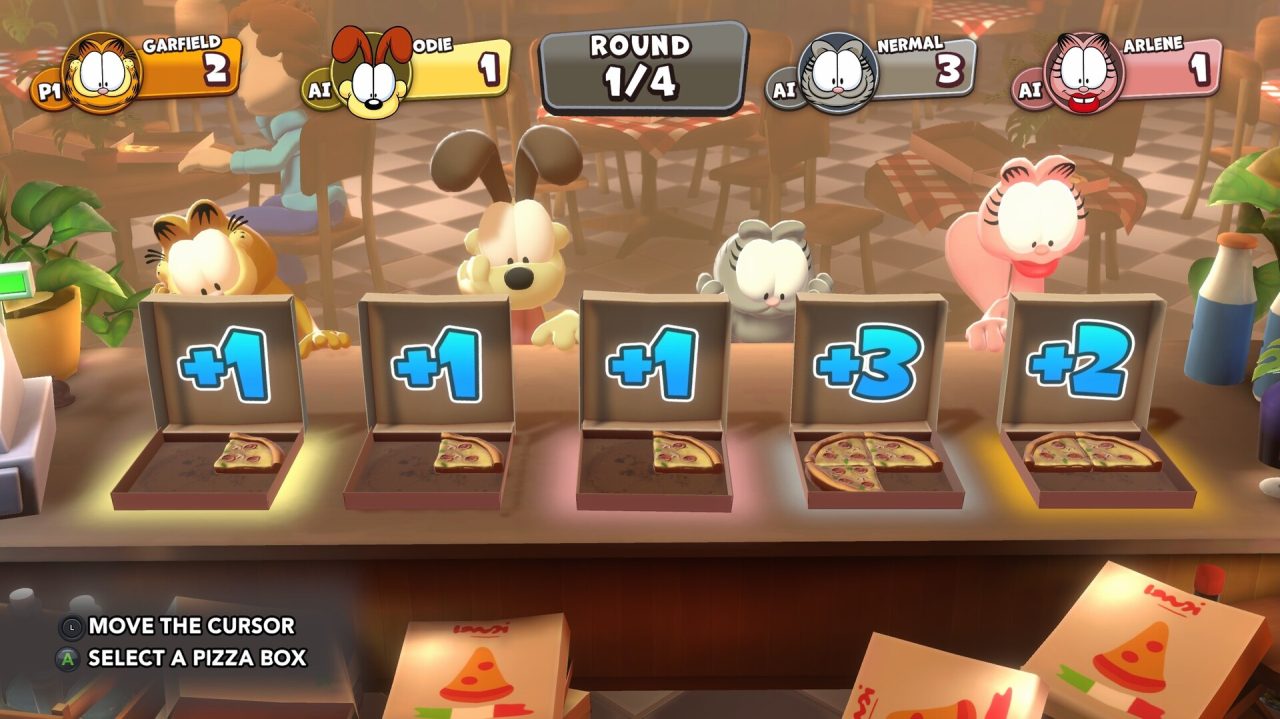 Platino di Garfield Lasagna Party: il minigioco delle pizze