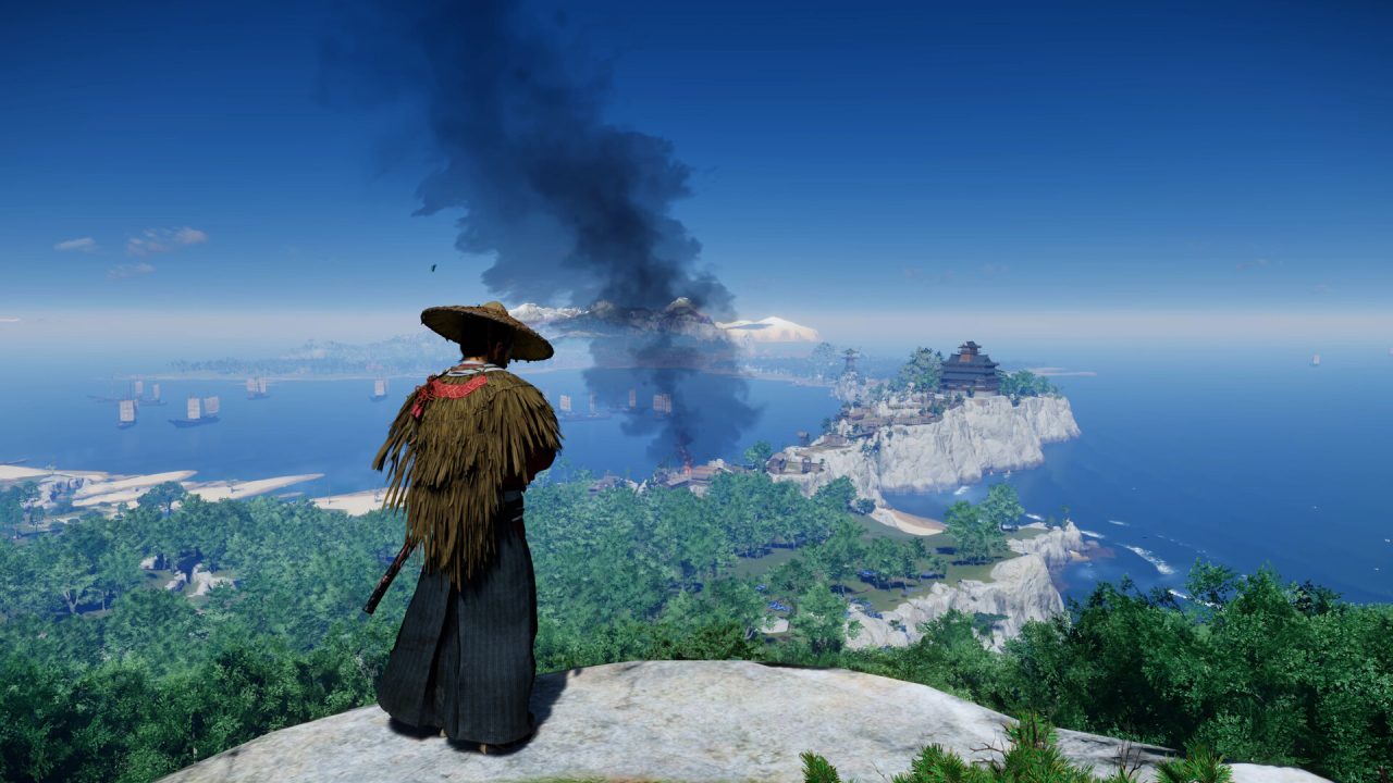 Ghost of Tsushima Legends, un samurai osserva l'isola