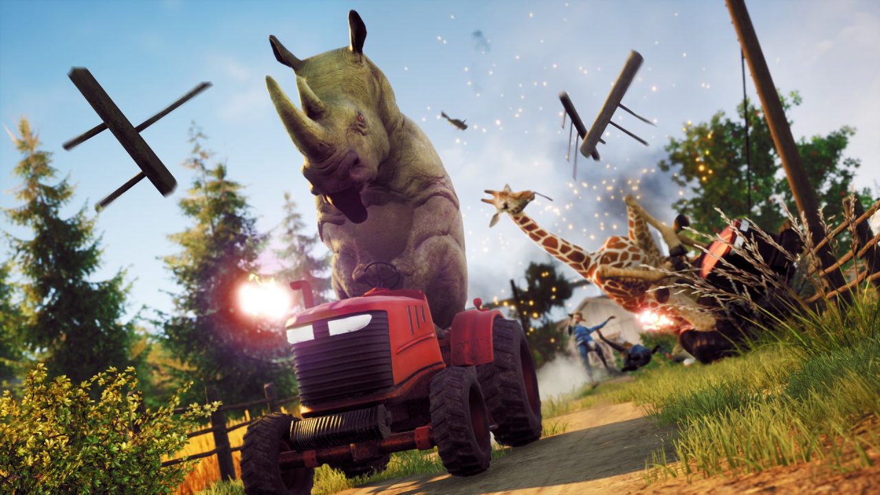 Platino di Goat Simulator 3: un rinoceronte alla guida di un trattore