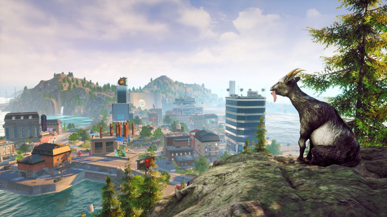 Goat Simulator 3 trofei: Pilgor guarda San Angora dall'alto