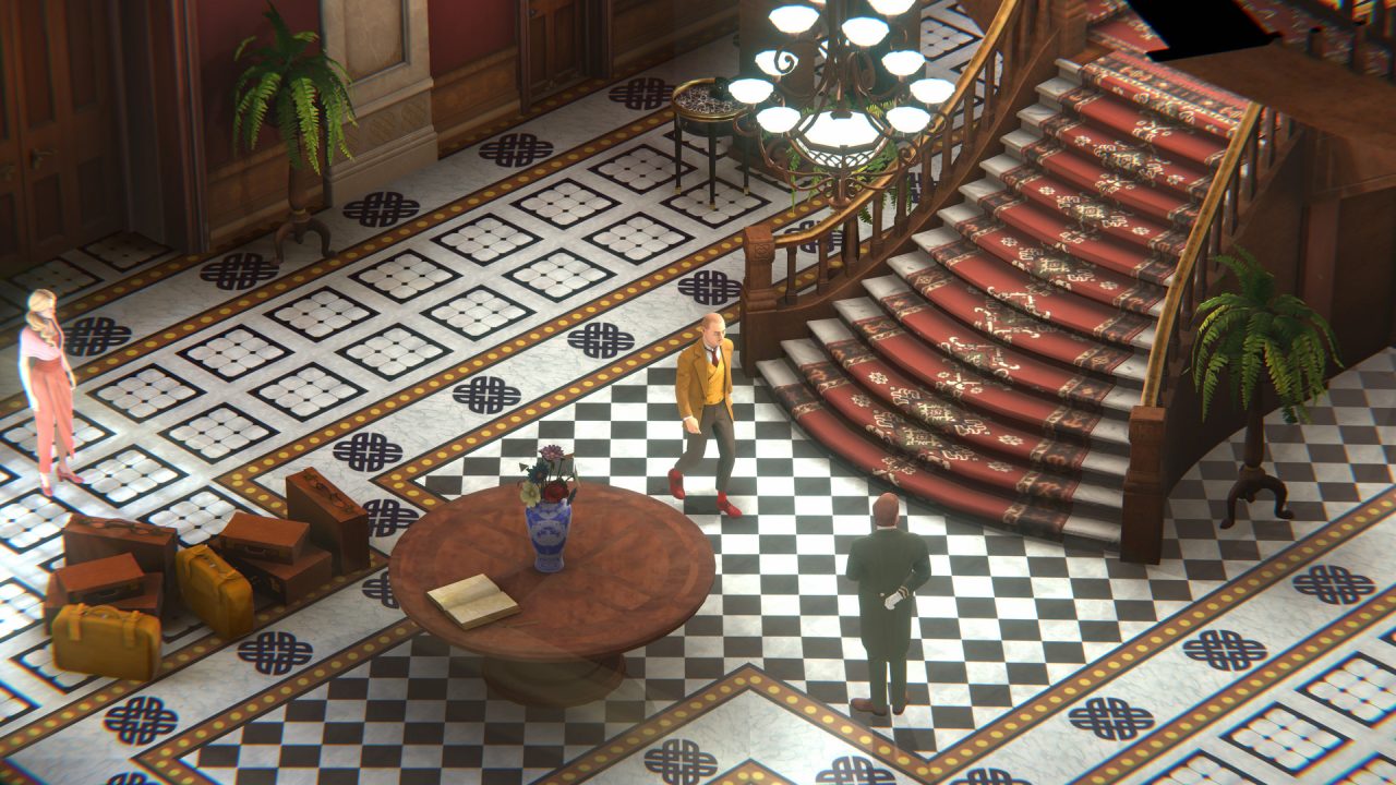 Hercule Poirot The First Cases trofei: la grande scalinata e l'atrio a scacchi della villa