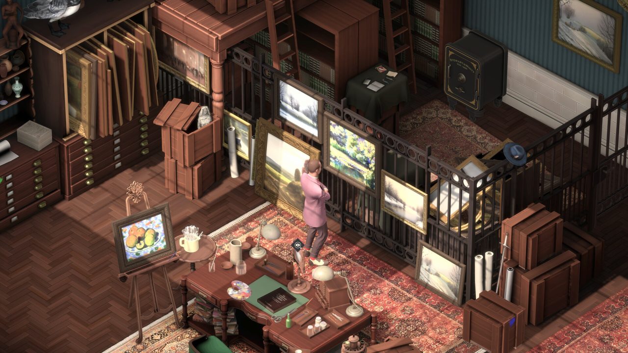 Platino di Hercule Poirot The London Case: lo studio pieno di quadri