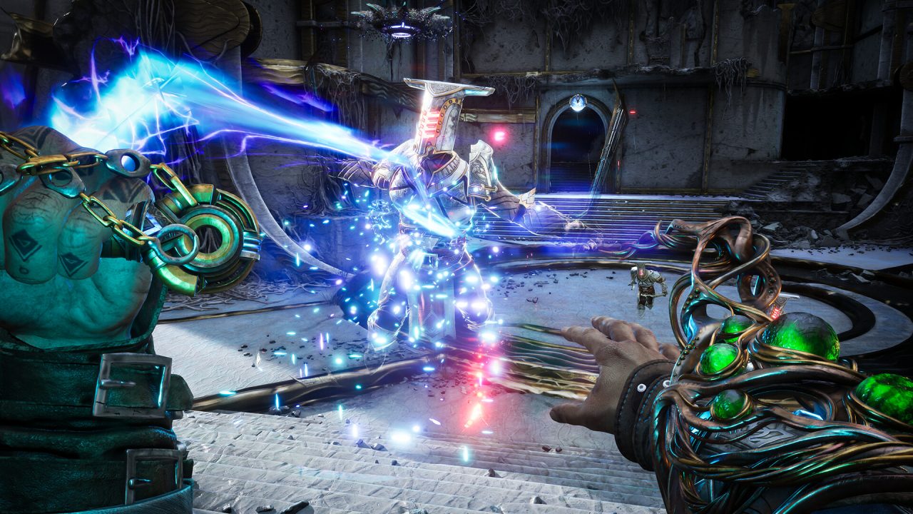 Immortals of Aveum trofei: un incantesimo blu contro un nemico