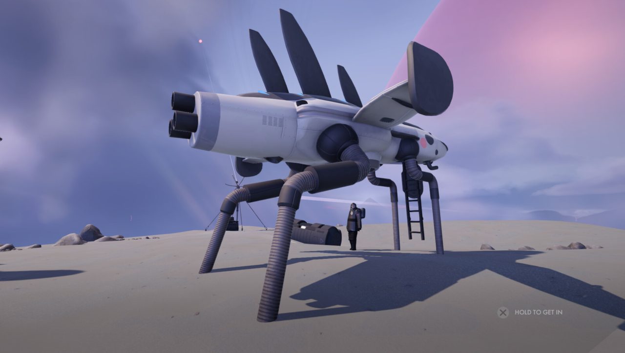 Platino di JETT The Far Shore: un velivolo su zampe nel paesaggio innevato