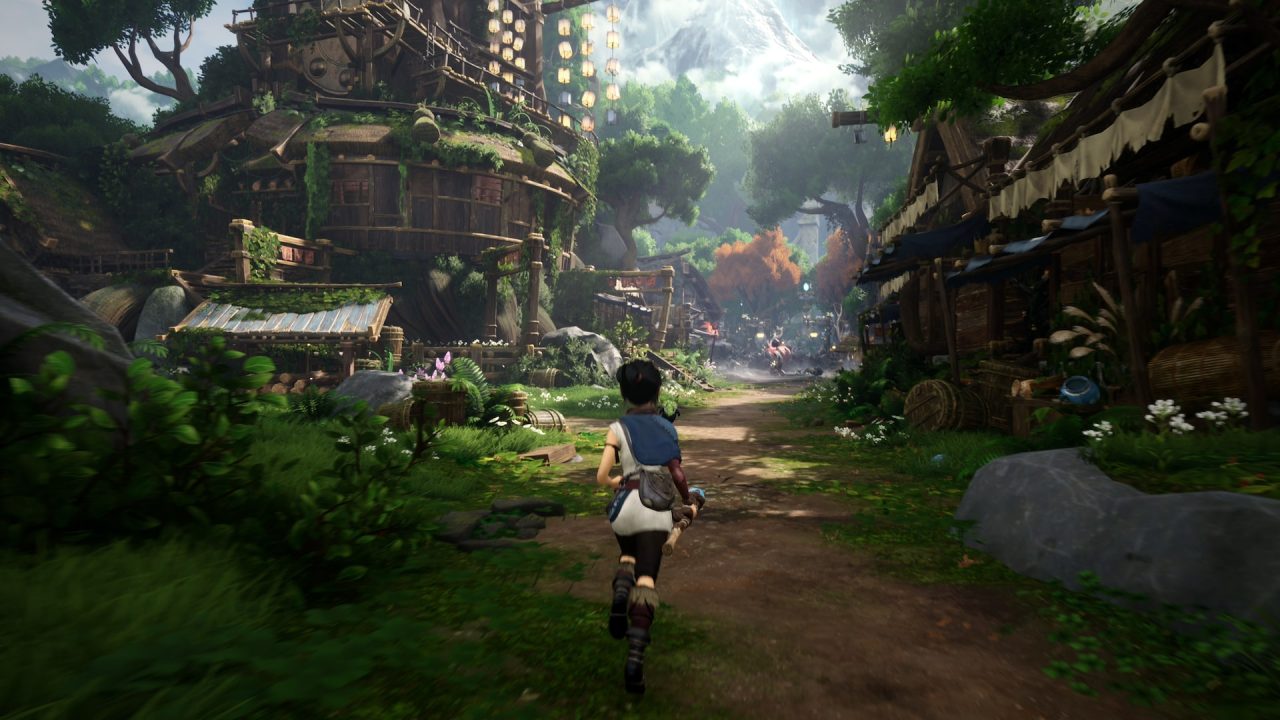 Platino di Kena Bridge of Spirits: Kena corre nel villaggio tra le case in rovina