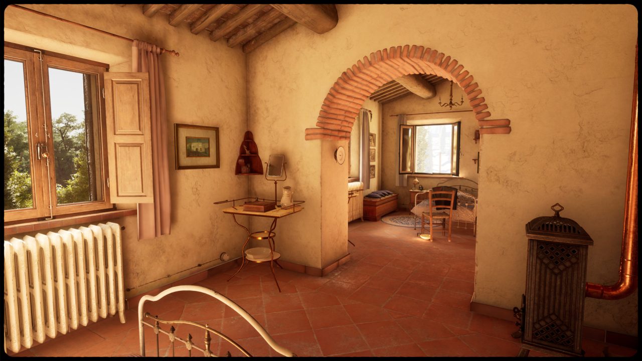 Platino di Martha Is Dead: una stanza della villa con l'arco in mattoni