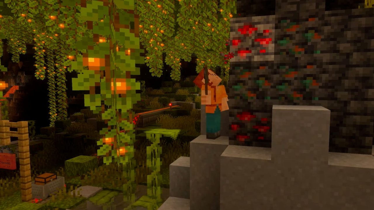 Minecraft per Switch 2: le grotte lussureggianti con la nuova illuminazione