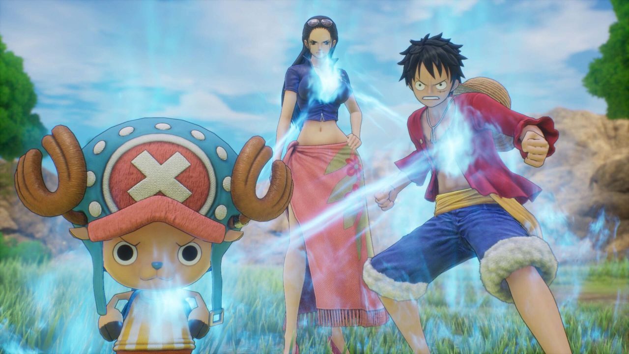 Platino di One Piece Odyssey: Rufy, Robin e Chopper in battaglia