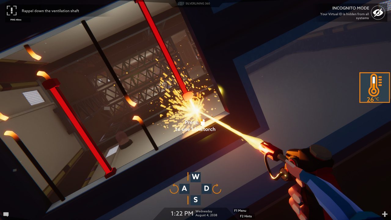 Platino di Operation: Tango: un agente taglia con un cannello un condotto di ventilazione