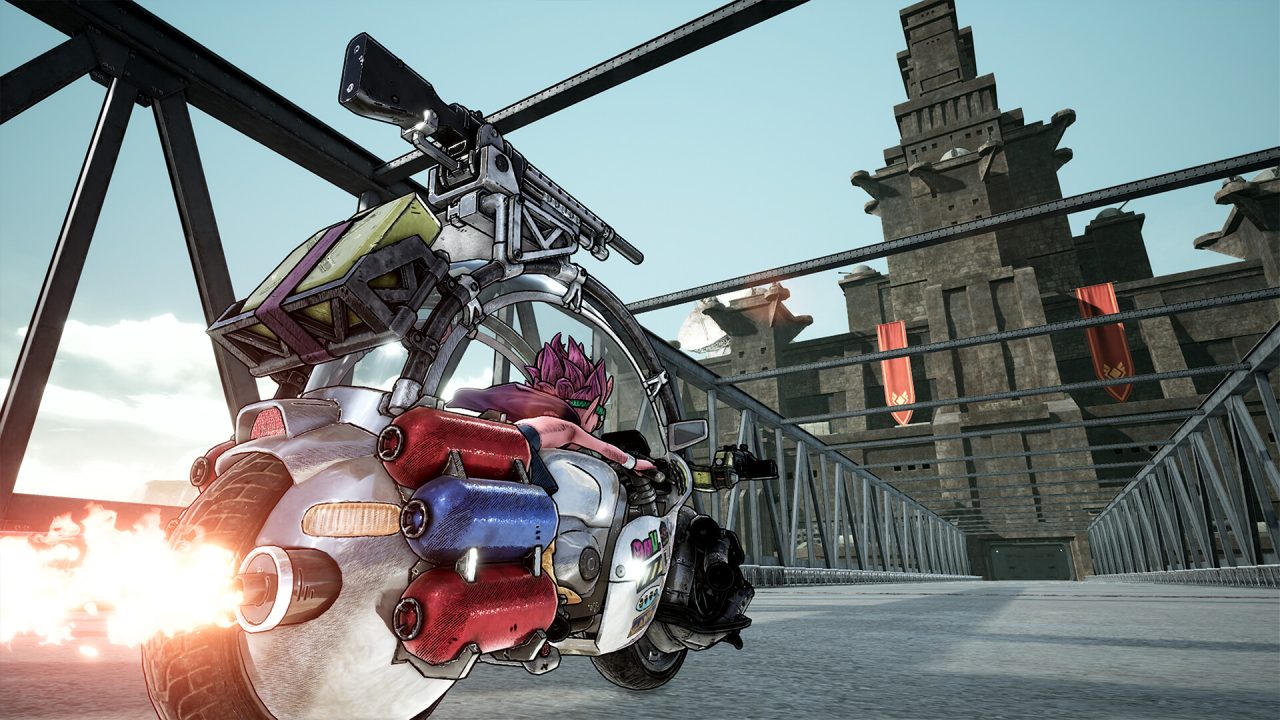 Sand Land trofei: Beelzebub in moto su un ponte