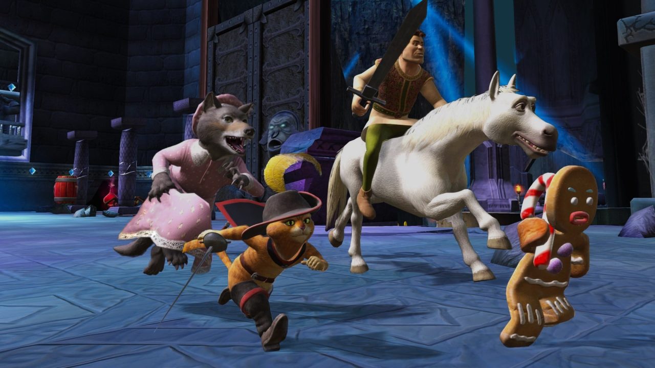 Shrek 2 Remastered, scena di combattimento nel regno di Molto Molto Lontano