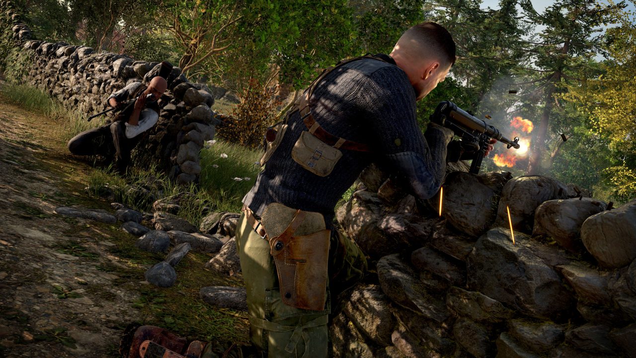 Platino di Sniper Elite 5: sparatoria dietro un muretto di pietra