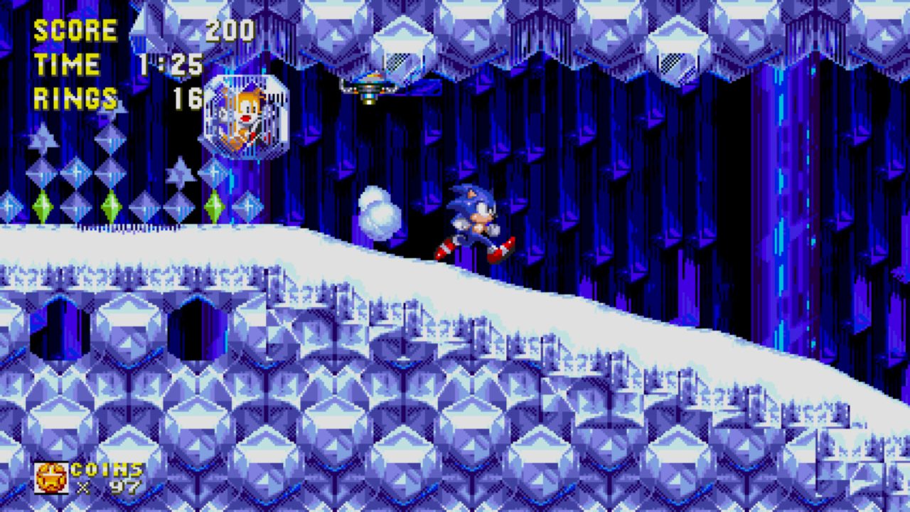 Platino di Sonic Origins: Sonic in una zona di ghiaccio di Sonic 3 e Knuckles