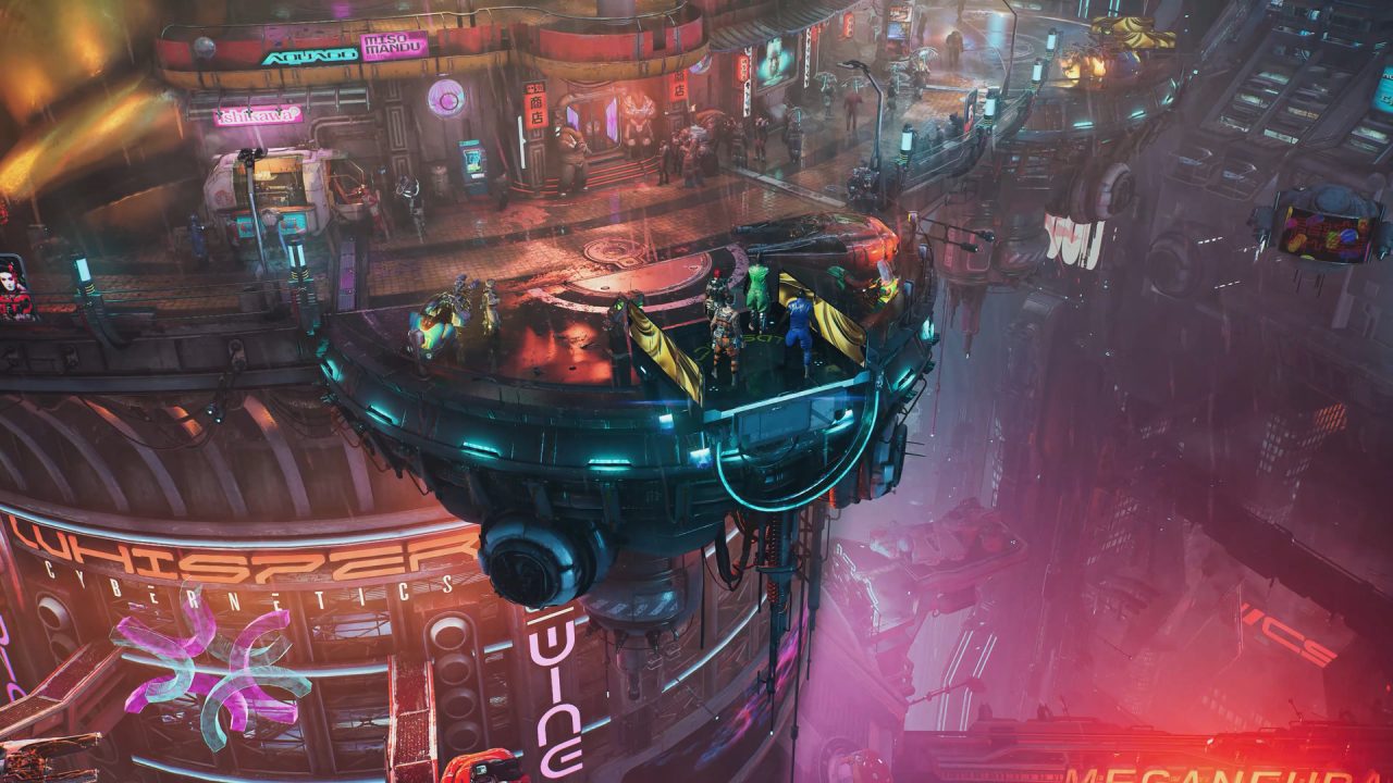 The Ascent trofei: una piattaforma sospesa tra i grattacieli al neon