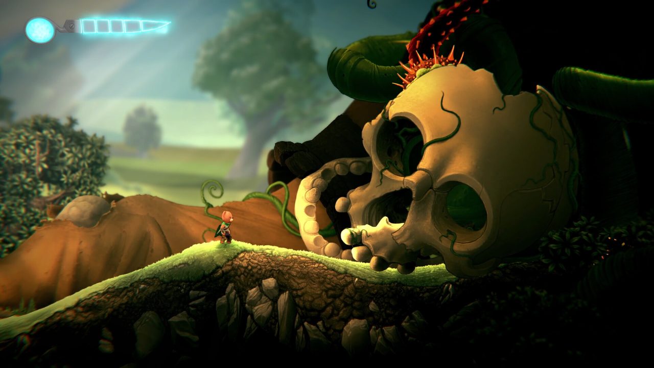 Platino di The Darkest Tales: un enorme teschio nel prato