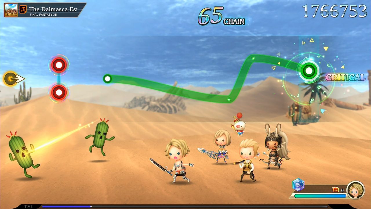 Platino di Theatrhythm Final Bar Line: una battaglia nel deserto a ritmo di musica