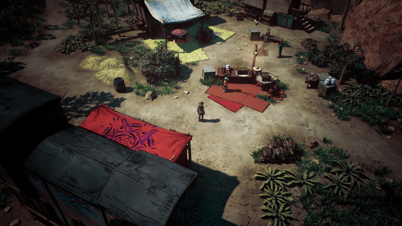 Weird West trofei: un mercato in un villaggio del deserto
