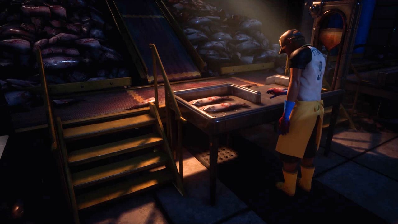 Platino di What Remains of Edith Finch: il pescatore nel suo luogo di lavoro