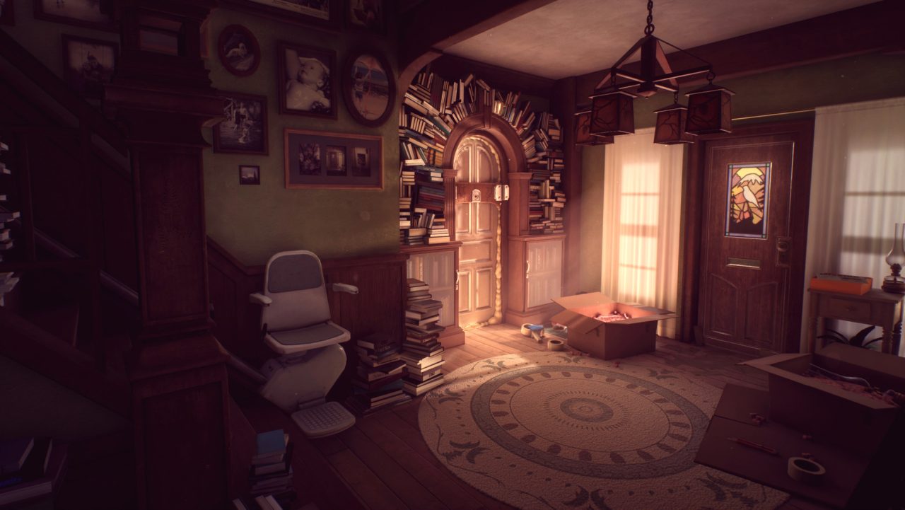What Remains of Edith Finch trofei: una stanza piena di libri nella casa